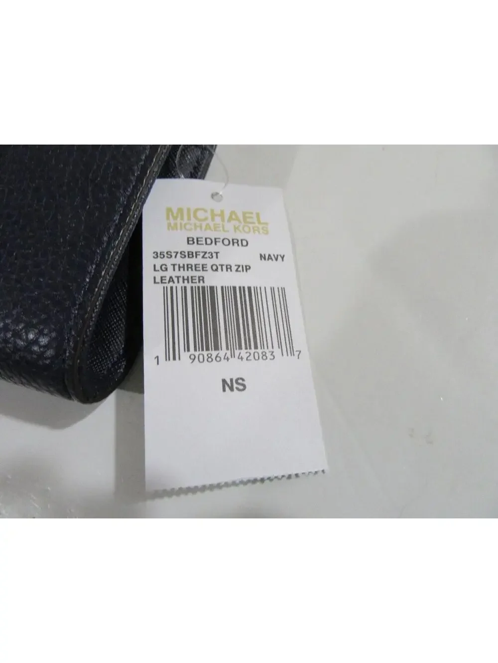 Michael Kors Bedford Large Three Quarter Zip Leather Wallet Navy / Silver - Picture 3 of 7